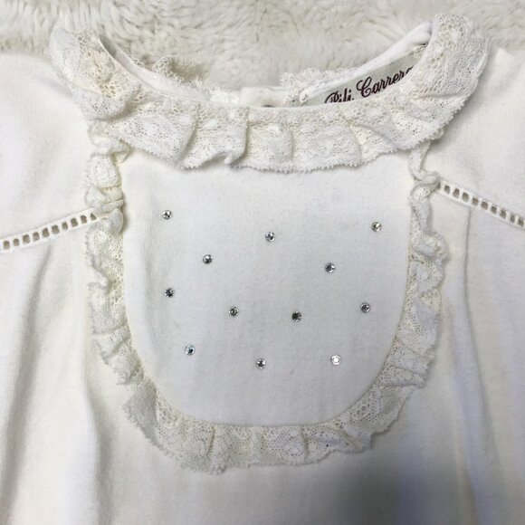 Pili Carrera Baby Girl White Lace Pajama Footsie Onesie Size 6 Months - Picture 5 of 12